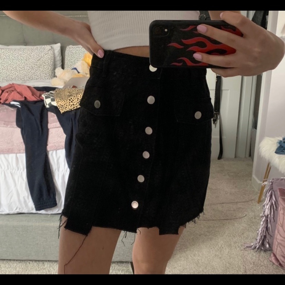 Zara Black Denim Mini Skirt